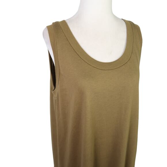 Vintage 90s Just My Style olive green drop waist tank midi dress 1X - Picture 2 of 6